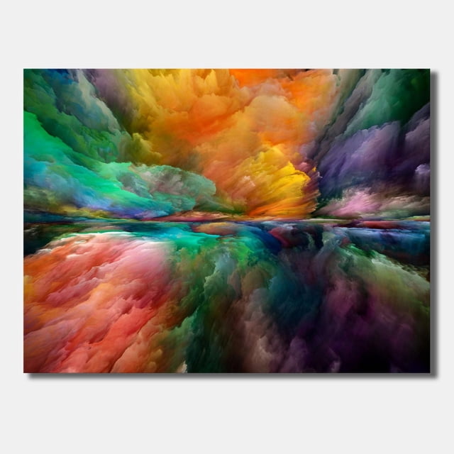 Designart Art Mural Moderne sur Toile Représentant un Paysage Abstrait avec des Nuages Tourbillonnants dans des Tons Vifs d'Orange, de Jaune, de Vert, de Bleu, de Violet et de Rouge, Imprimé sur Toile de Coton de Qualité Supérieure avec Bords Enveloppés pour Galerie, Prêt à Accrocher et Idéal pour Rehausser la Décoration Intérieure Moderne.