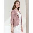 thumbnail image 4 of INSPIRE CHIC Blazer à Rayures pour Femme Manches 3/4 Décontracté Ouvert à l'Avant Revers Cranté Blazer S Rose Foncé, 4 of 6