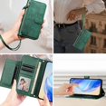 thumbnail image 4 of Case for Motorola Edge 50 Ultra Zipper Wallet Flip Cover with Card Holder, Photo Frame, Kickstand & Lanyard, PU Leather Green, 4 of 5
