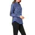 thumbnail image 4 of INSPIRE CHIC Women's Point Collar Long Sleeve Button Down Polka Dots Shirt, 4 of 6