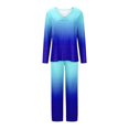 thumbnail image 4 of Timegard Ensembles de Pyjamas pour Femmes 2 Pcs Confortables Couleur Dégradée Manches Longues Col en V Haut et Pantalon Tenues de Pjs, 4 of 5