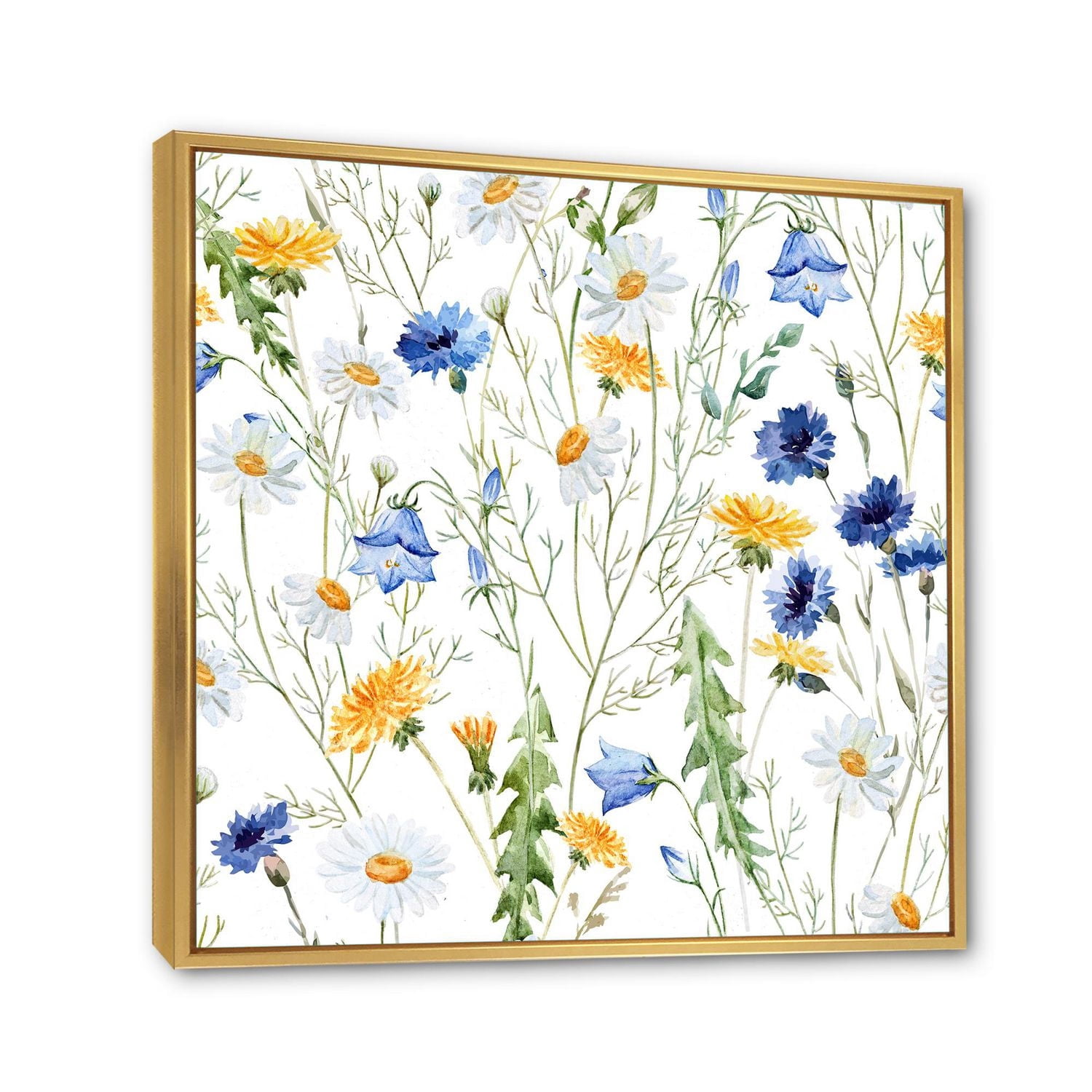 Designart Fleurs sauvages Camomille et Clover Bell II ART MURAL À CADRE FLOTTÉ