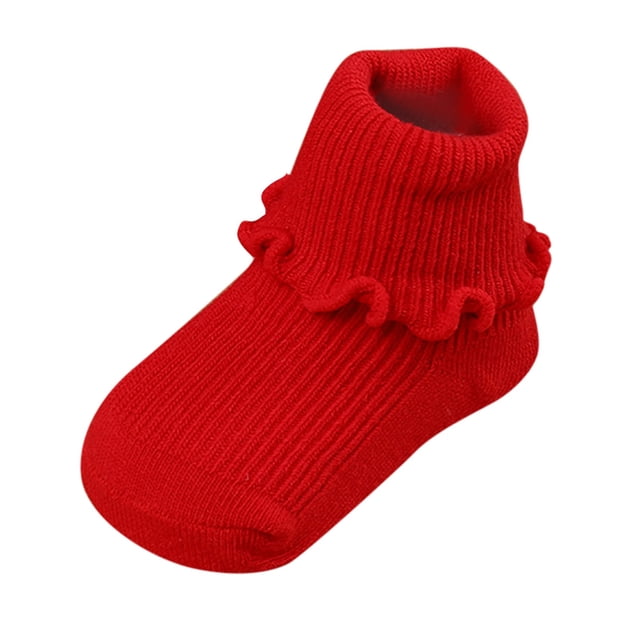 B91xZ Chaussettes Cheville pour Bébés Filles en Coton Riche Nouveau-Né et Éponge, Rouge m Nourrisson