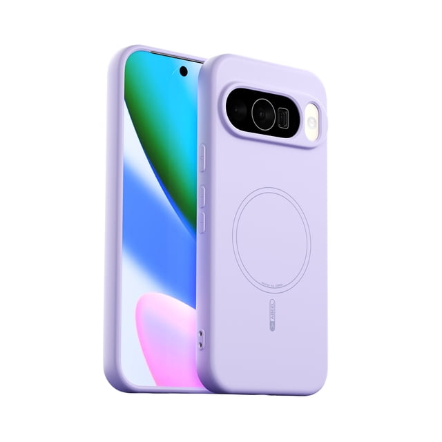 GadgetCom Étui Magnétique compatible avec Google Pixel 10, Montré en Couleur Lavande Douce. l'Étui Présente un Extérieur en silicone Liquide Lisse pour une Prise Antidérapante et un Intérieur Doublé de Microfibre Douce pour la protection contre les Égratignures. une Bague de protection d'Appareil Photo Surélevée Protège les Objectifs de l'Appareil, Tandis Qu'une Bague Magnétique Intégrée Assure la Compatibilité avec les Chargeurs Sans Fil et les Accessoires. les Découpes Précises et le Profil Mince Offrent un Ajustement Sécuritaire et un Accès Facile aux Boutons et aux ports.