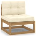 thumbnail image 1 of vidaXL Garden Middle Sofa with Cream Cushions Solid Wood Pine, 1 of 5
