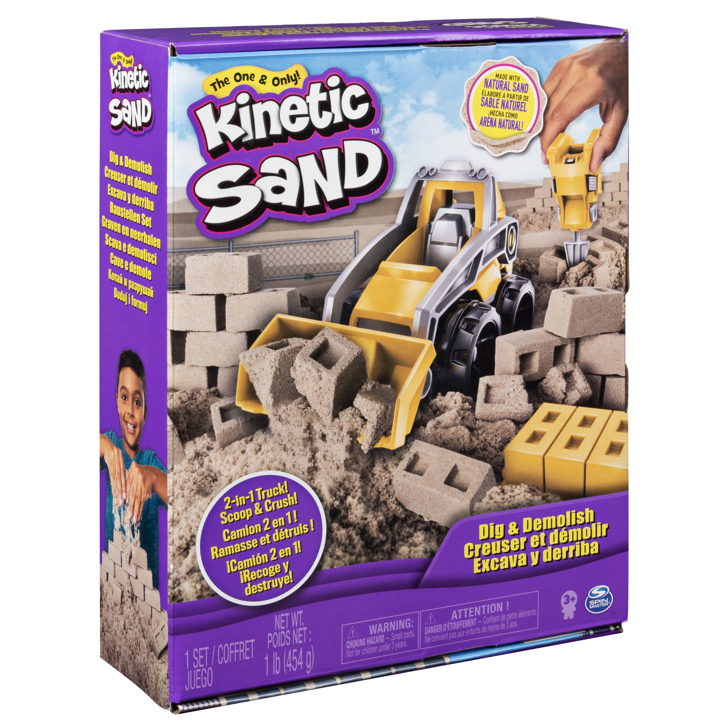 Kinetic Sand, Dig & Demolish Playset with 1lb Play Sand & Toy Truck, Sensory Toys for Kids Ages 3 and up