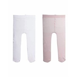 CALZITALY 2 Paires - Bébé Fille Plain Microfibre Semi Opaque Pantyhose 40 Dens 3 Aux 24 Mois d'Italie (12 Mois 1 Paire blanc + 1 Paire rose)