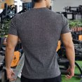 thumbnail image 3 of Men's Muscle T Shirts Stretch Short Sleeve V Neck Bodybuilding Workout Tee Shirts Slim Fit Ribbed Knit Shirt, 3 of 5