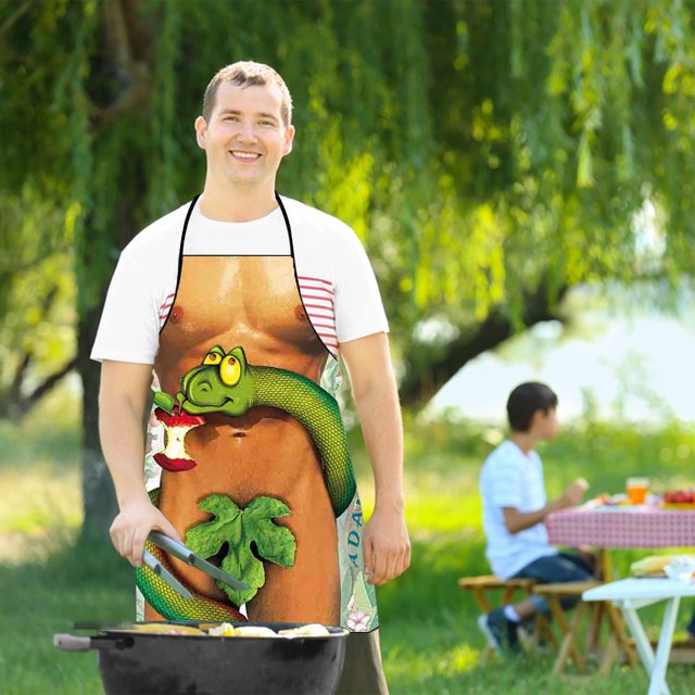 LPSSTORE Funny Personality Creative Apron Muscle Men's Apron Bikini Series Cartoon Couple Apron Polyester Apron