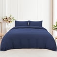 thumbnail image 2 of PiccoCasa 3 Pieces Microfiber Soft Breathable Duvet Cover Set Navy Blue King, 2 of 7