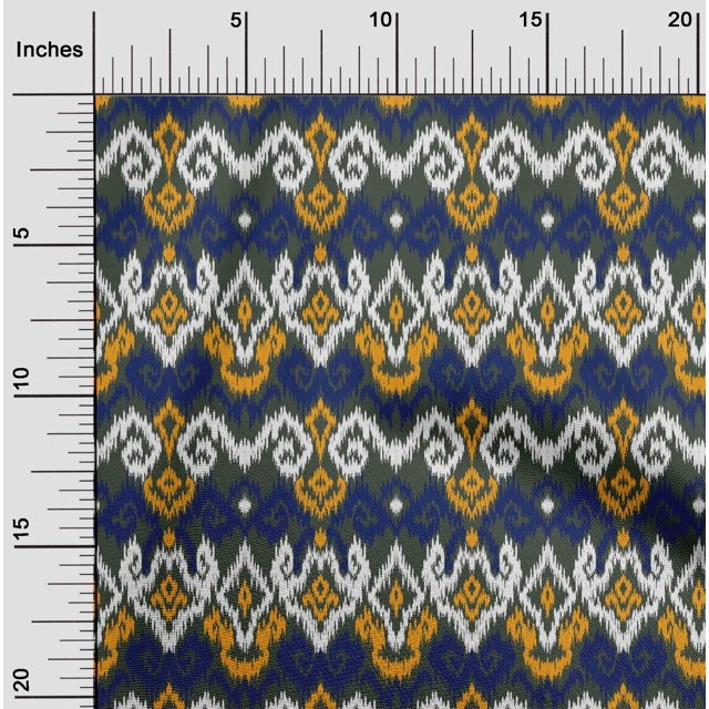oneOone Cotton Silk Fabric Diamond & Swirl Ikat Print Sewing Fabric BTY 42 Inch Wide