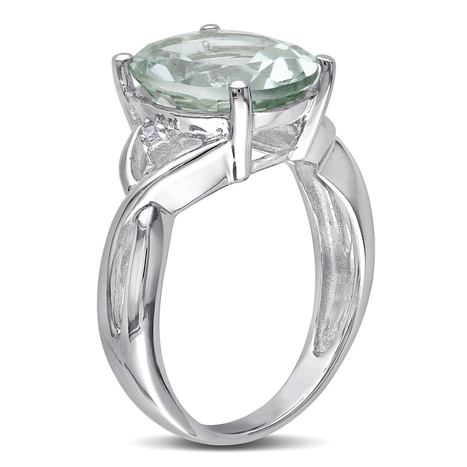 Tangelo 4.33 Carat T.G.W. Green Amethyst and Diamond-Accent Sterling Silver Cocktail Ring