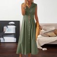 thumbnail image 1 of Ovzne Robes Grande Taille pour Femmes aux Courbes Robe Femme Été Coton et Lin Couleur Unie Décontractée Col Rabattu Sans Manches Robe à Boutons Robe Grande Taille Liquidation, 1 of 6