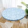 thumbnail image 2 of Ihvewuo Elastic Edged Vinyl Fitted Tablecloth Flannel Backed & Elastic Edge Table Cover Indoor Outdoor Round Fitted Vinyl Table Cloth Oil & Waterproof Wipeable Table Protector, 2 of 7