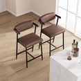 thumbnail image 1 of OUYAWEI 2PC Counter Height Bar Stools With Arms,26Inch UpholsteRed Bar Stools With Back,Wider Seat,Modern Bar Stools Set With Footrest for Kitchen Island,Counter Bar,Easy Assembly,Brown, 1 of 6