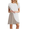 thumbnail image 1 of Birdeem Womens Casual Color-Blocking Printed Short-Sleeved Round-Neck Dress, 1 of 7