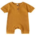 thumbnail image 1 of Baby Girl Boy Solid Romper Short Sleeve Jumpsuit Button Cotton Clothing, 1 of 6