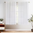thumbnail image 3 of Curtainking White Curtains for Living Room Back Tab Window Drapes Rod Pocket Farmhouse Linen Curtains Bedroom Light Filtering Curtains 63 Inches 2 Panels, 3 of 7