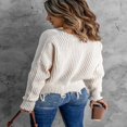 thumbnail image 4 of Mode des Femmes Bloc de Couleur Pull Manches Longues Creux Pompons en Détresse Pull, 4 of 5