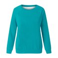 thumbnail image 4 of Mrat Robe Chandail pour Femme à Imprimé Chandails à Manches Longues Chandail à Col Rond Chandail Blouse Ample Chemise Imprimée Chandails à Capuchon Blouse Décontractée Blouse Sans Capuche Tunique Chandail pour Femmes Bleu P, 4 of 4