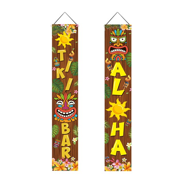 Door Banner Sign Decorative Door Flags Porch Sign for Hawaiian Home Carnival