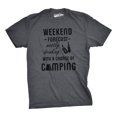 thumbnail image 1 of Mens Weekend Forecast Mostly Drinking With A Chance Of Camping T Shirt for Guys (Heather Grey) - XL, 1 of 2