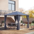 thumbnail image 2 of Outsunny Pavillon à Toit Rigide 10 Pieds x 10 Pieds, Auvent de Gazebo, Pavillon de Patio Extérieur, Gris Foncé, 2 of 10