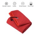 thumbnail image 3 of Unique Bargains 12'x12' Golf Towels Tri Fold Waffle Pattern Towels Soft Fiber with D Clip Red 3 Pack, 3 of 6