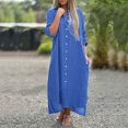 thumbnail image 2 of Kcodviy Chemise-Robe Unie pour Femmes Robe à Col Montant pour Femmes Jupe Longue Décontractée Longue Robes Décontractées pour Préadolescentes Robe Cardigan à Manches, 2 of 5