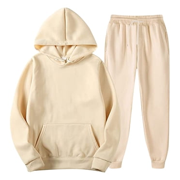 SGMVNU Men's Tracksuit 2 Piece Hoodie Sweatsuit Sets Casual Jogging Athletic Suits Long Sleeve Pullover Hoodie and Sweatpants with Pockets(Beige, 2XL)
