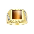 thumbnail image 1 of RYLOS Men's Rings Yellow Gold Plated Silver Designer Ring With Diamonds and Tiger Eye Tiger Eye Rings For Men Size 10, 1 of 6