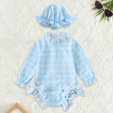 Baby Girl Rash Guard Swimsuits Fashion Sun Protection Long Sleeve Kids Swimsuit 0-3 Months