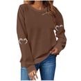 thumbnail image 1 of LMKIHUSA Chandail Graphique d'Halloween pour Femmes Saison Effrayante Squelette Cœur Chandail à Enfiler Hauts Manches Longues Col Rond Blouses Douces Décontracté Tendance 2025 Chandail Brun,TTG, 1 of 4