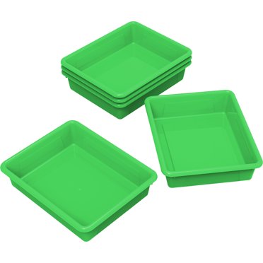 Storex Plateau de Rangement Plat, Format Lettre, 10 x 13 x 3 Pouces, Vert, Lot de 5