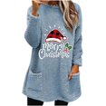 thumbnail image 2 of Qertyioot Hauts Grande Taille pour Femmes, Blouse de Noël Col Rond et Hiver Ample avec Poche Imprimée Manches Longues, 2 of 4