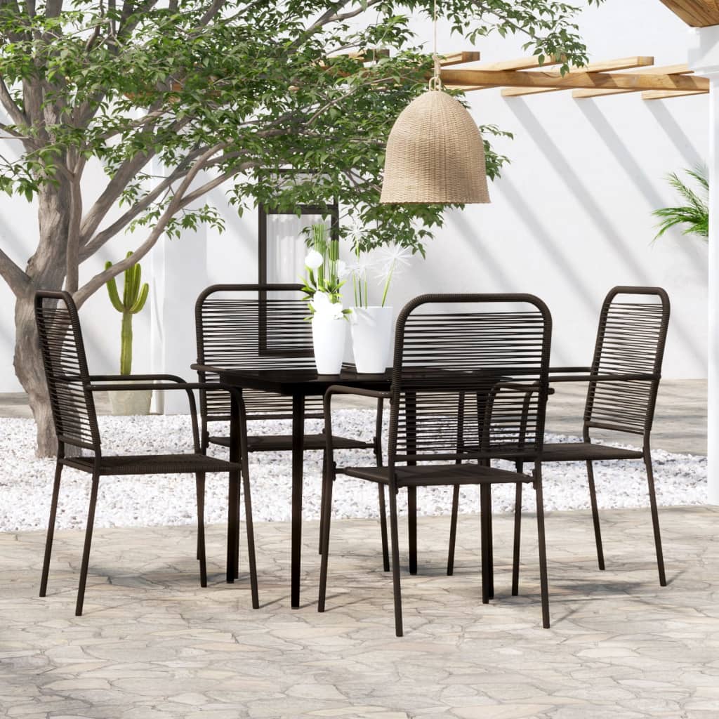 vidaXL Ensemble de Salle à Manger de Jardin 5 Pcs Noir