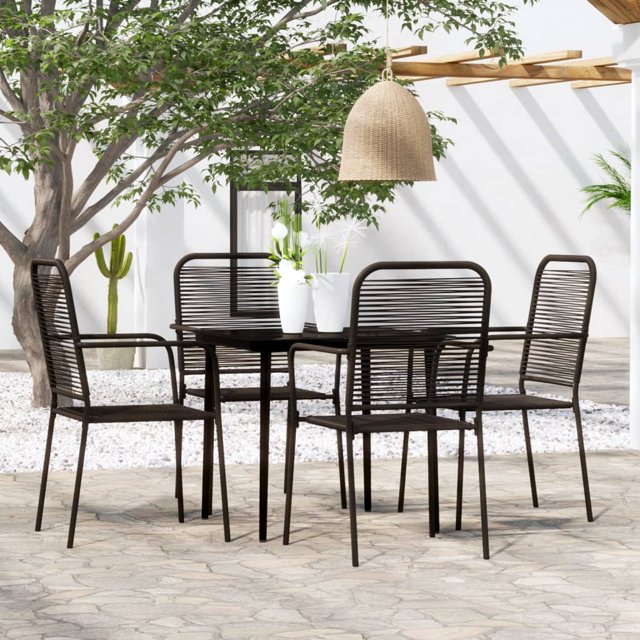 vidaXL Ensemble de Salle à Manger de Jardin 5 Pcs Noir