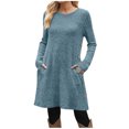 thumbnail image 1 of SHTXOZHI Robe Chandail en Tricot à Manches Longues et Col Ras du Cou Décontractée d'Automne et d'Hiver pour Femmes avec Poches, 1 of 5