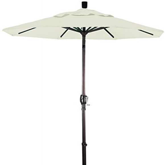 California Umbrella 6' Pacific Trail Series Patio Umbrella With Bronze Aluminum Pole Aluminum Ribs Push Button Tilt Crank Lift With Sunbrella 1A Natural Fabric