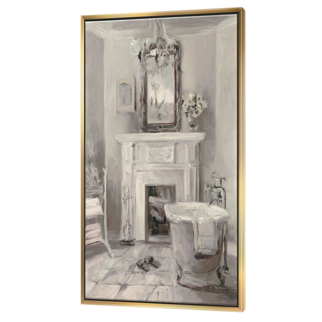 Salle de Bain Française Vintage I - Toile Encadrée Traditionnelle