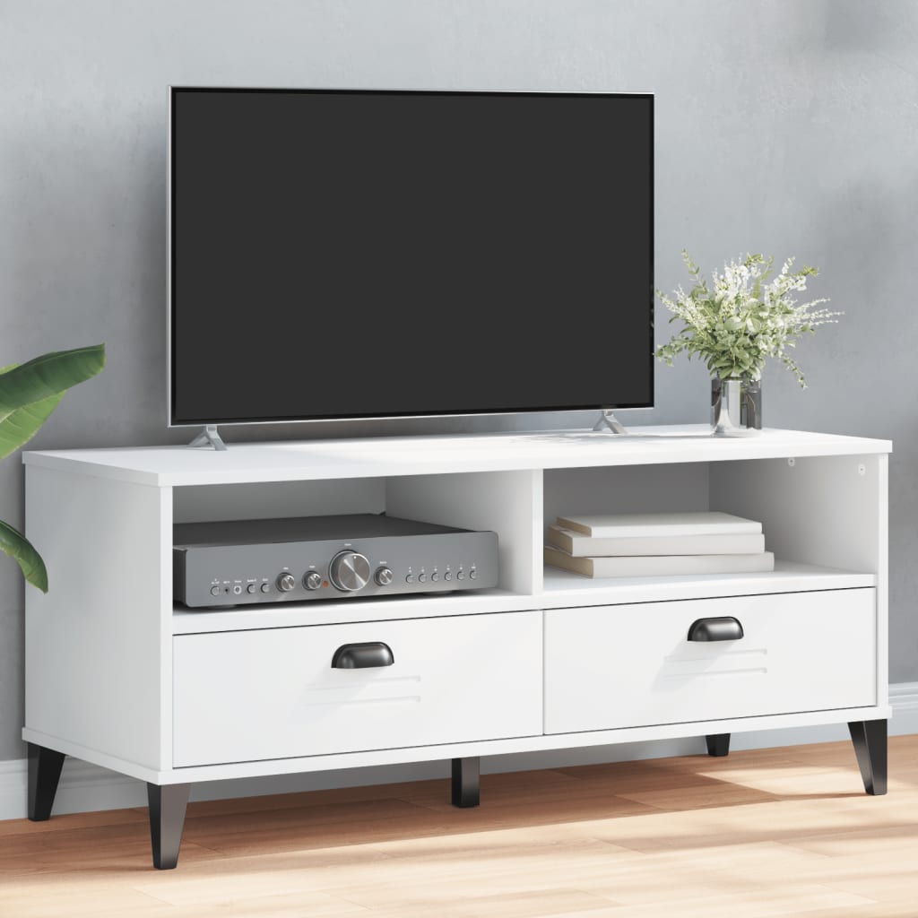 vidaXL Meuble TV VIKEN Blanc Bois Manufacturé