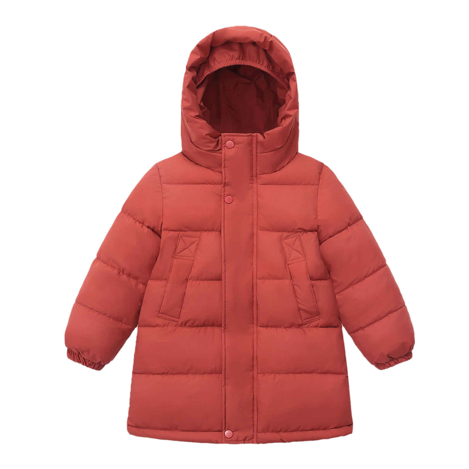 TIEVOSA Long Manteau à Capuche Garçon Filles Hiver Chaud Veste Matelassée Rembourrée Vêtements d'Extérieur Manteaux(Rouge)