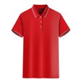 thumbnail image 1 of MAWCLOS Polo T-Shirt Garçon Coupe Ajustée Hauts Homme Manches Courtes Décontracté Bureau Haut Rouge 3TG, 1 of 5