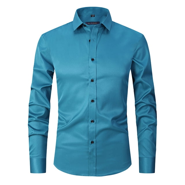 Chemise à Manches Longues Homme Chemise Habillée à Manches Longues pour Hommes Coupe Régulière Décontractée Boutonnée Unie à Manches Longues Col Rabattu Blouse et Chemise Homme Chemise à Manches Longues Homme Chemises à Manches Longues
