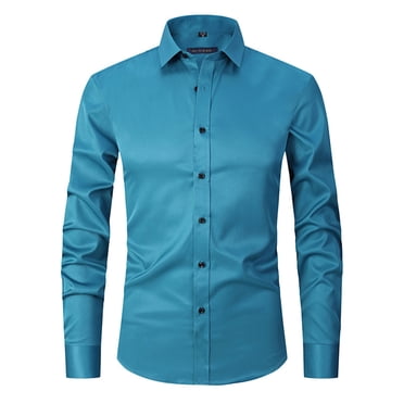 Aqestyerly Chemise à Manches Longues pour Homme, Décontractée, Boutonnée, Couleur Unie, Coupe Régulière, Chemise Habillée, Blouse de Bureau HWRETIE