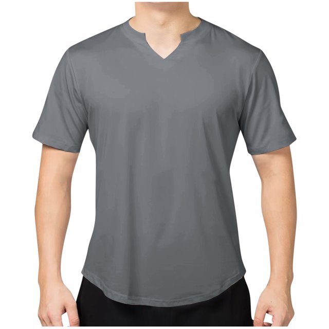 cfhntfmh Mens Gym Shirts Summer Basic Solid Color Short Sleeve V Neck Tees Casual Loose Athletic Workout Tops