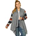 thumbnail image 4 of GRACE & GRANDEUR Tenue d'Halloween pour Femme Grande Taille Cardigan à Rayures Chandail Léger Manteau 4X Gris, 4 of 6
