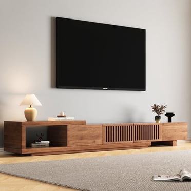 NessCarsti Mid-Century Modern TV Stand for 100" TVs, 78.54"-103"Walnut Console with Storage