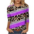 thumbnail image 1 of CEHVOM T-shirt Ample à Imprimé Léopard pour Femme, Manches 3/4, Col Rond, Haut Décontracté, Liquidation, 1 of 5