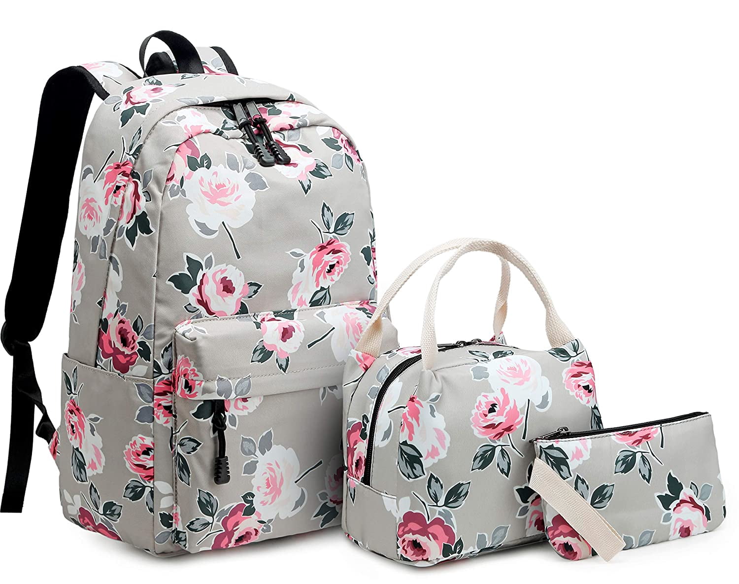 Girls Backpack Set Flowers School Backpack Daypack Women Teenagers Travel School Bag Laptop Backpack for Girls School 3 in 1